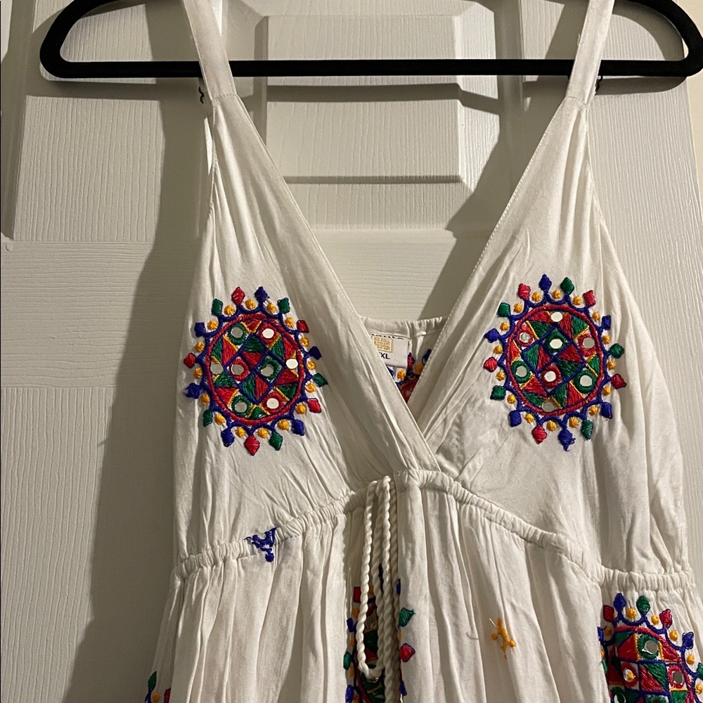 Embroidered White Maxi Dress - Picture 2 of 12